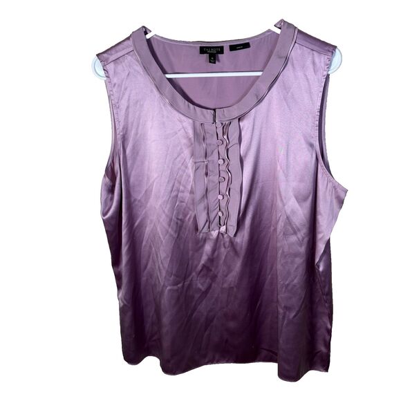 Talbots Tops - Talbots Tank Top Women's 16 Purple Sleeveless Stretch Silk Blend Ruffle Front